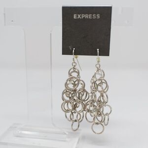 Express Silver Hoops Dangle Earrings chain mail NEW